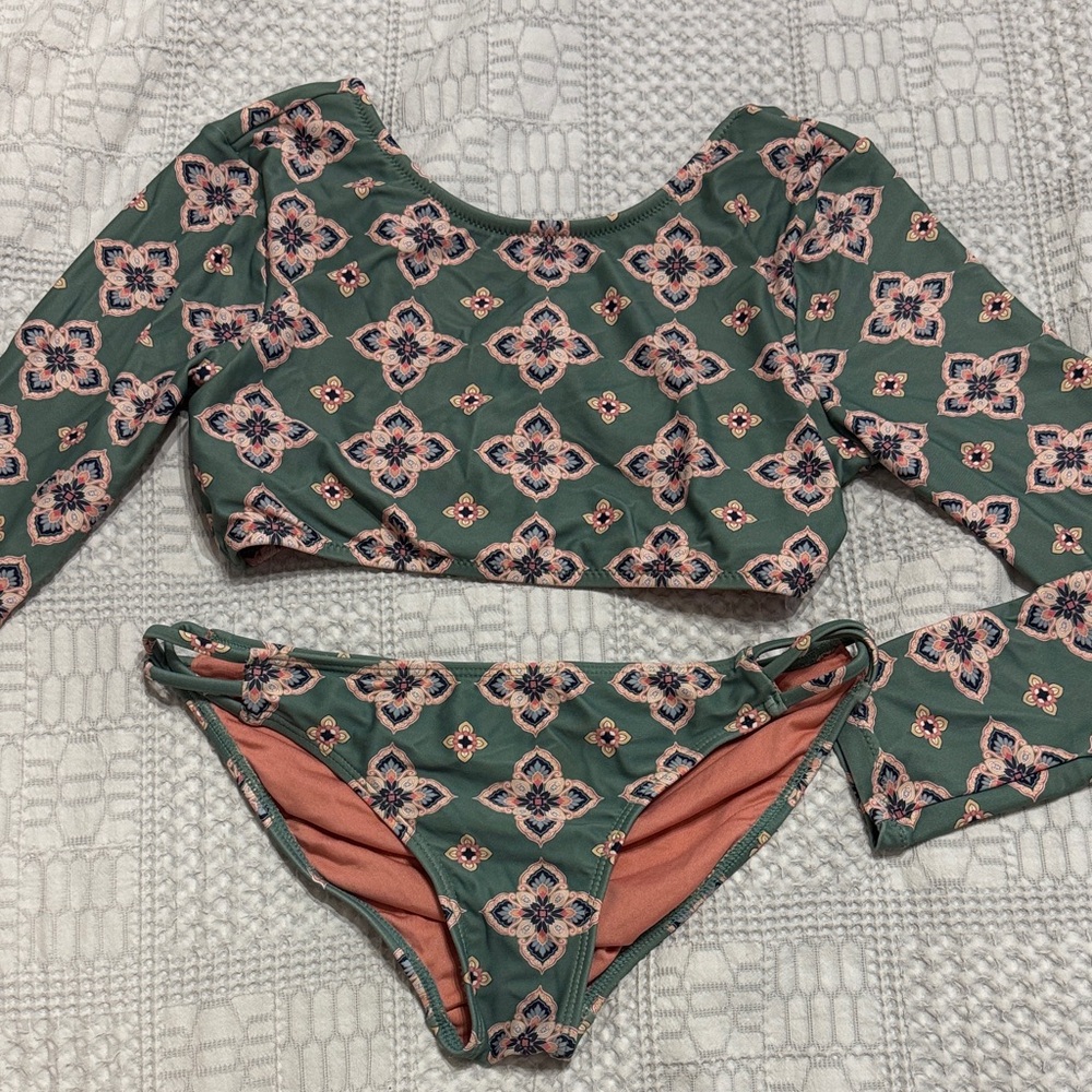 O'Neill Green and Pink Kids Swim Bikini